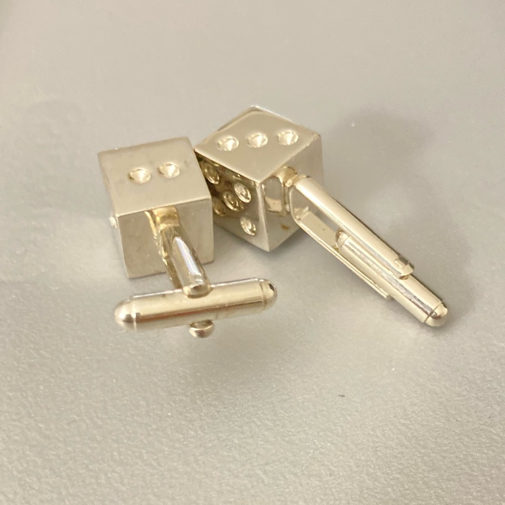 Silver Dice Cuff Links - Picture 2 of 2